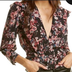IRO
Vulca Plunging Floral-Print Cropped Top